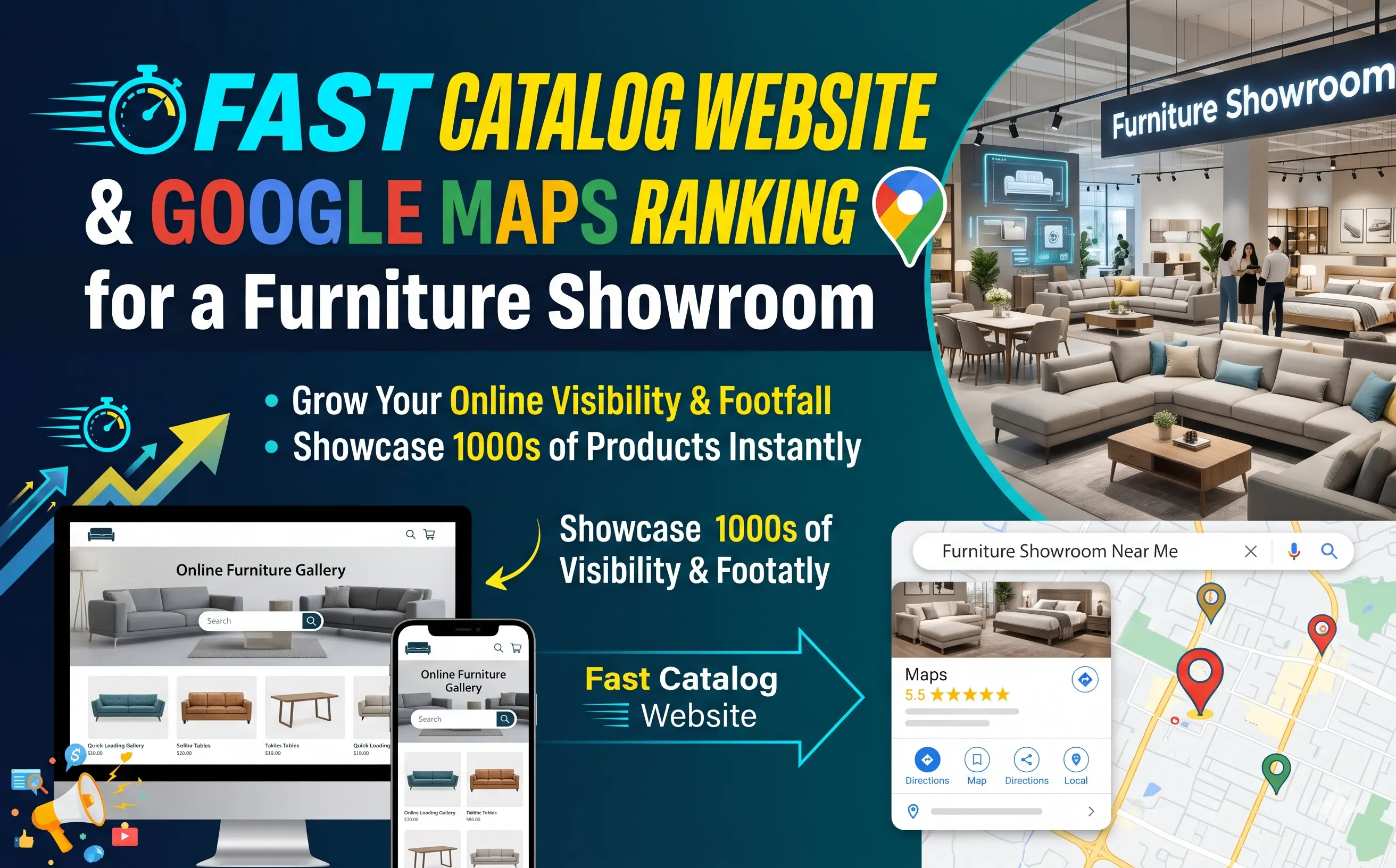 Fast Catalog Website & Google Maps Ranking for a Furniture Showroom